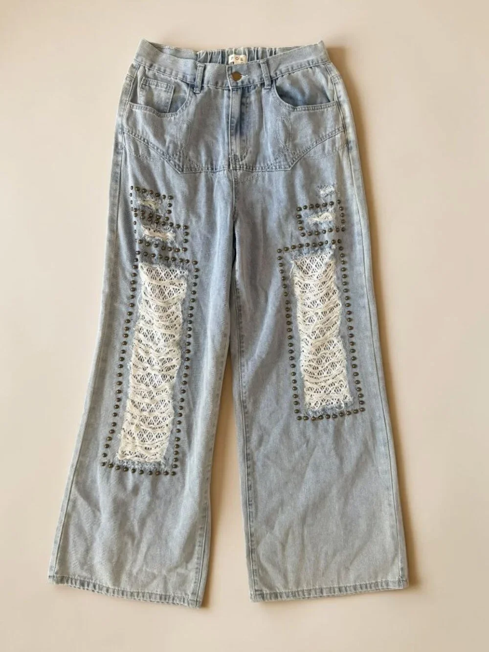 POL Denim Lace Wide Leg Jeans Size Small Womens - Picture 1 of 7